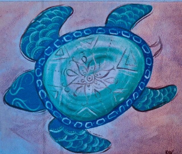 Anim-25 Turquoise Sea Turtle from uptown paint and sip painting classes in Jupiter FL