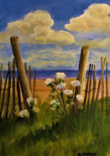 Beach Fence from uptown paint and sip painting classes in Jupiter FL