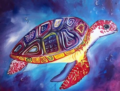 Boho Turtle from uptown paint and sip painting classes in Jupiter FL