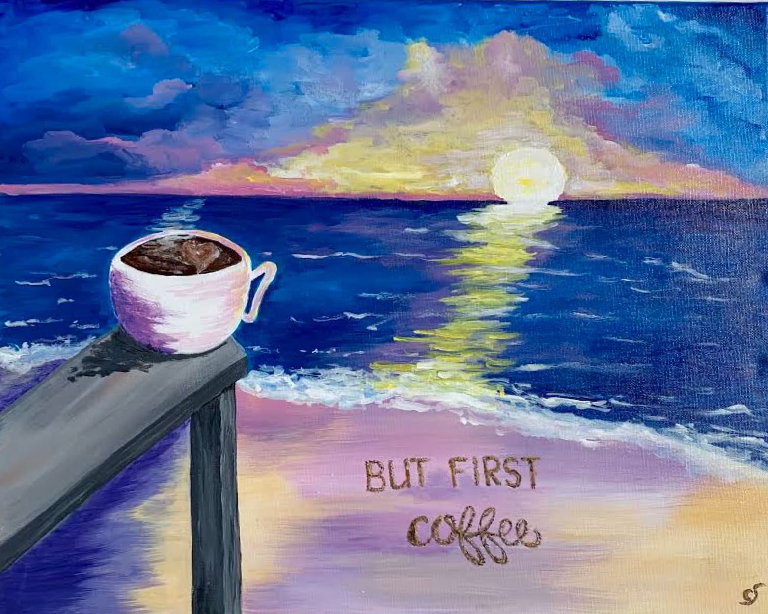 But First Coffee from uptown paint and sip painting classes in Jupiter FL