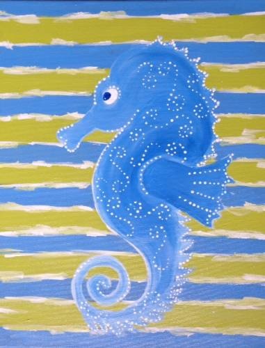 Fun Seahorse from uptown paint and sip painting classes in Jupiter FL
