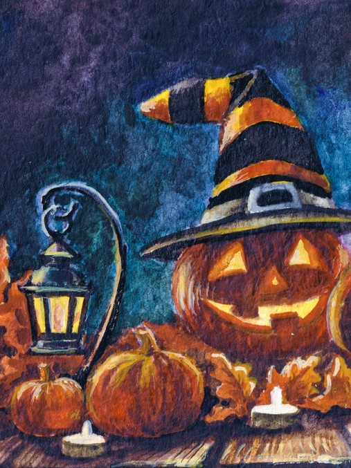 jack o' lantern from uptown paint and sip painting classes in Jupiter FL