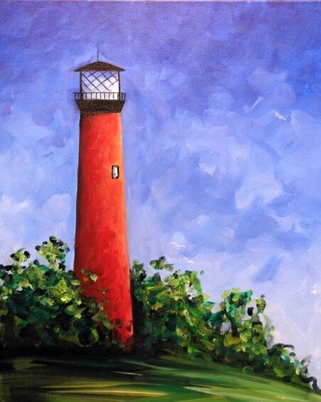 Jupiter Lighthouse from uptown paint and sip perfect for girls night out ideas and a cute date night Jupiter FL