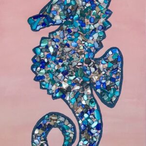 seahorse mixed media pink from uptown paint and sip painting classes in Jupiter FL