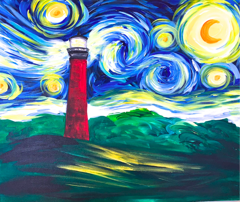 Starry Night Over Jupiter from uptown paint and sip painting classes in Jupiter FL