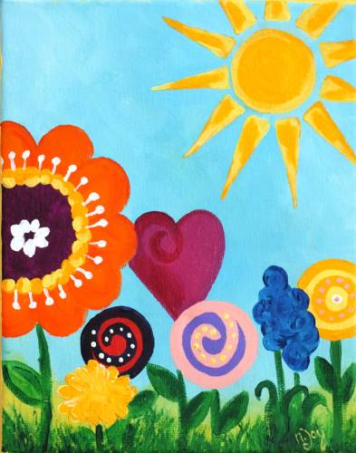 Sum-4 Little Sunny Garden from uptown paint and sip painting classes in Jupiter FL