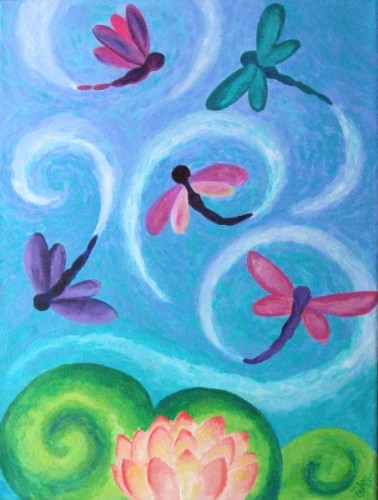 Swirl of Dragonflys from uptown paint and sip painting classes in Jupiter FL