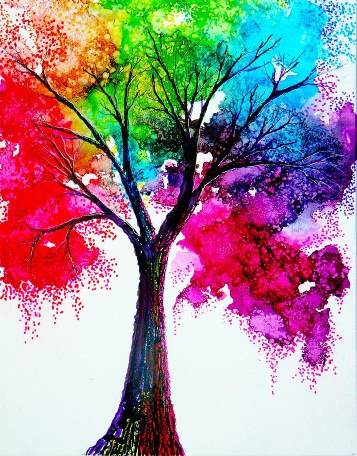 Tree of Color with Splatter from uptown paint and sip painting classes in Jupiter FL