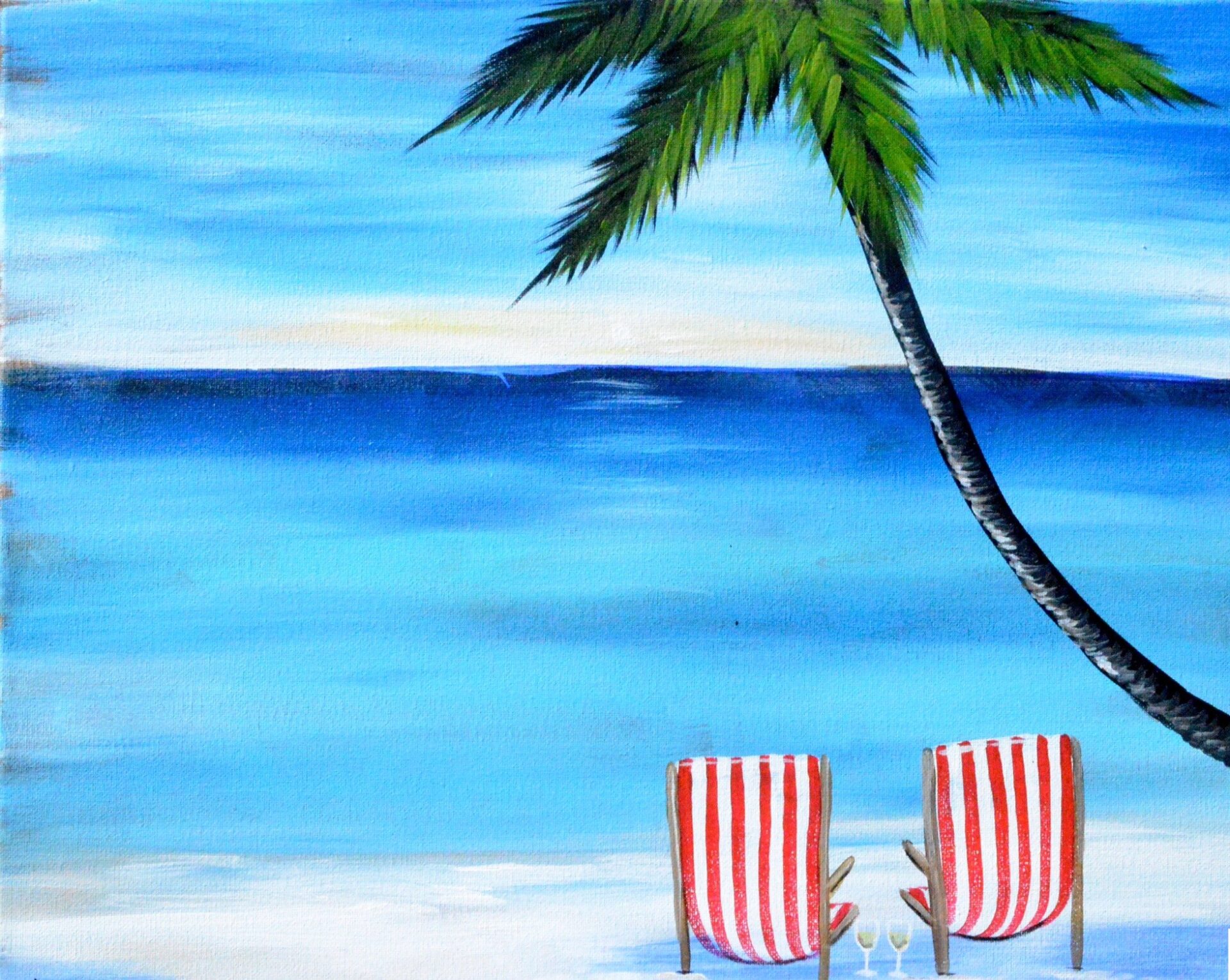 Celebrating by the Ocean from uptown paint and sip painting classes in Jupiter FL