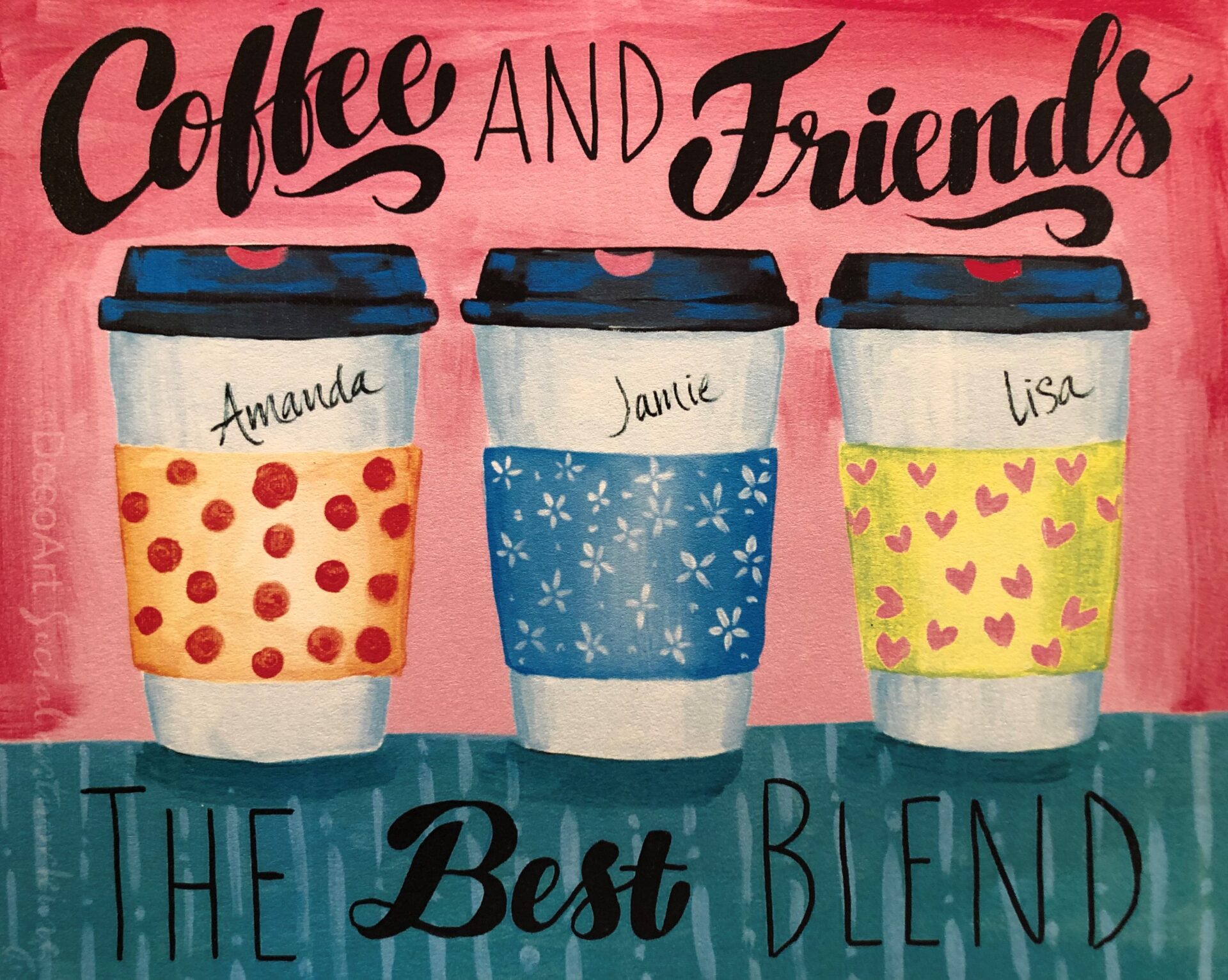 Coffee and Friends from uptown paint and sip painting classes in Jupiter FL
