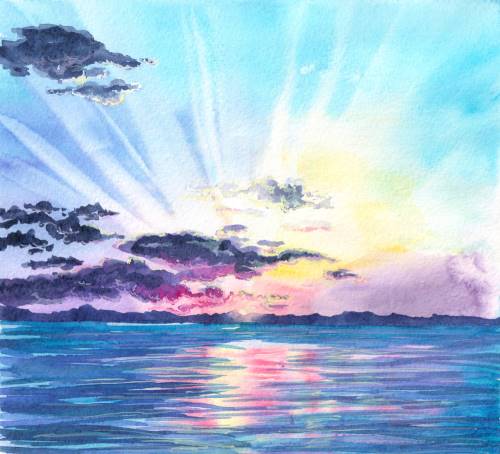 Magnificent Sunrise from uptown paint and sip painting classes in Jupiter FL