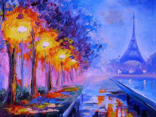 Paris at Night from uptown paint and sip painting classes in Jupiter FL