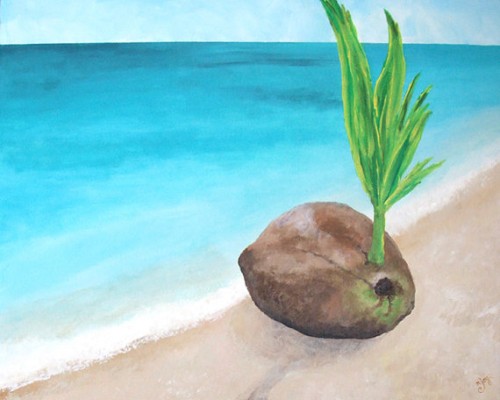 Sprouting Coconut from uptown paint and sip painting classes in Jupiter FL