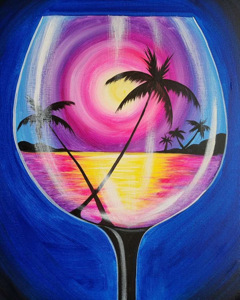 Sunset in a Glass from uptown paint and sip painting classes in Jupiter FL