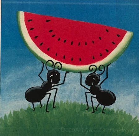 Watermelon Heist from uptown paint and sip painting classes in Jupiter FL
