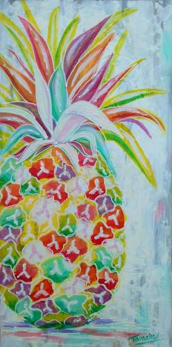 Colorful Pineapple from uptown paint and sip painting classes in Jupiter FL