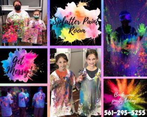 Splatter Paint Room at Uptown Paint and Sip in Jupiter FL fun painting classes for a girls night out or date nights
