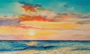 Sunset meets the Ocean from uptown paint and sip perfect for girls night out ideas and a cute date night Jupiter FL