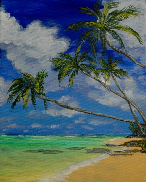 Turquoise Waters painting done at Uptown Paint and Sip in Jupiter, FL - Painting Classes for Girls Night Out and Date Night