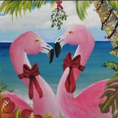 Baby, its Cold Outside from uptown paint and sip painting classes in Jupiter FL