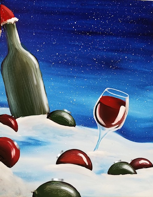 Christmas Cheer from uptown paint and sip painting classes in Jupiter FL