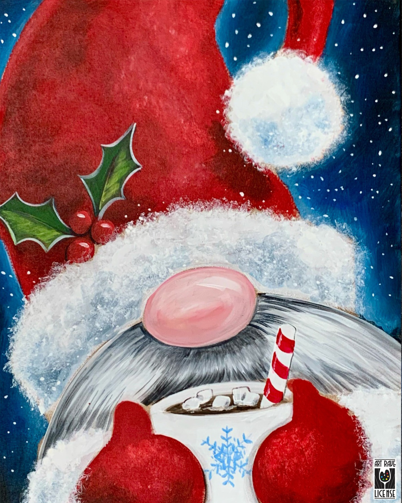 Gnome for the Holidays from uptown paint and sip painting classes in Jupiter FL