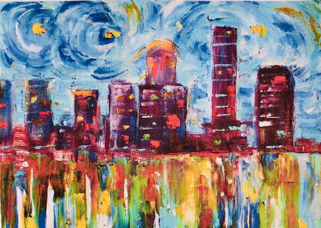 City Lights from uptown paint and sip painting classes in Jupiter FL