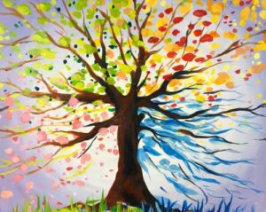 Seasons Tree from uptown paint and sip painting classes in Jupiter FL