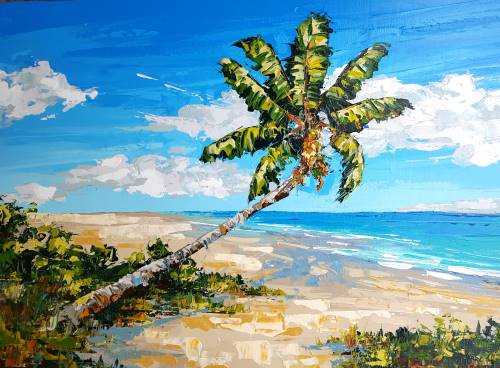 Wind Blown Palm from uptown paint and sip painting classes in Jupiter FL