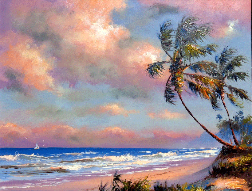 Windy Day at the Beach - Paint and Sip classes in Jupiter, FL for Team Building events and Date Nights near West Palm Beach