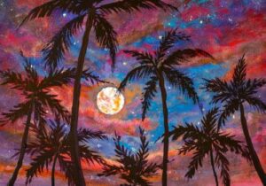 Magical Tropical Sunset - Paint and Sip classes in Jupiter, FL for Team Building events and Date Nights near West Palm Beach