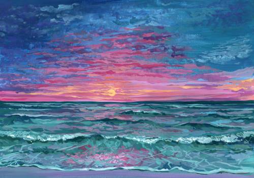 Pink Sunset - Paint and Sip classes in Jupiter, FL for Team Building events and Date Nights near West Palm Beach
