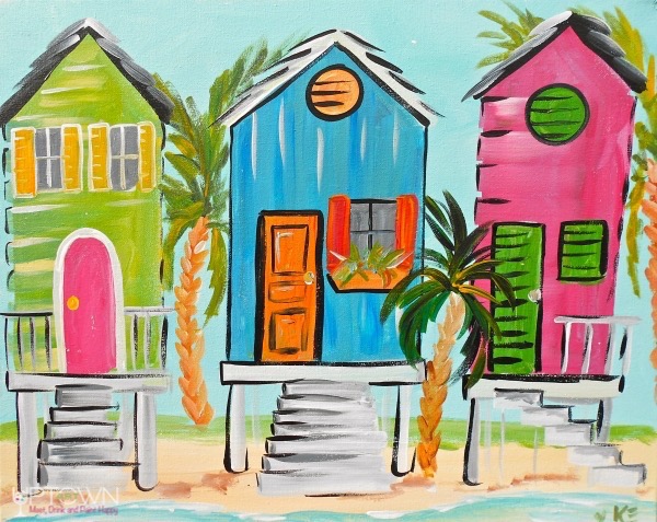 Beach Houses - Paint and Sip classes in Jupiter, FL for Team Building events and Date Nights near West Palm Beach