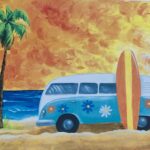 Retro Beach - Paint and Sip classes in Jupiter, FL for Team Building events and Date Nights near West Palm Beach